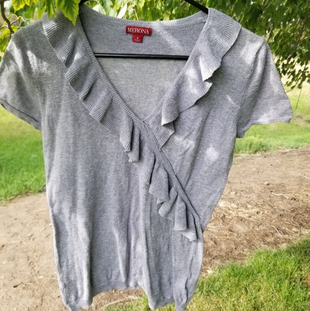 Merona, Ruffled A-Cut top, Grey